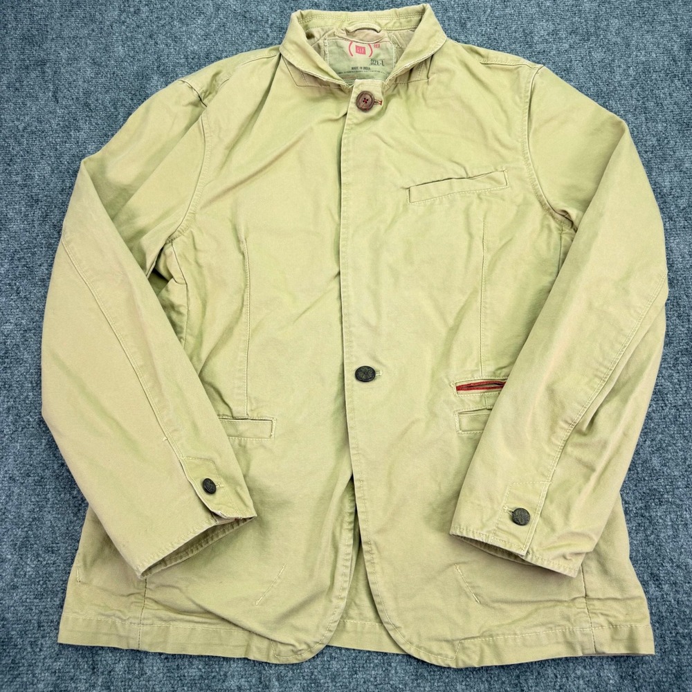 Gap Product RED Blazer Men Large Khaki Cotton Military Chore Work Utility Jacket